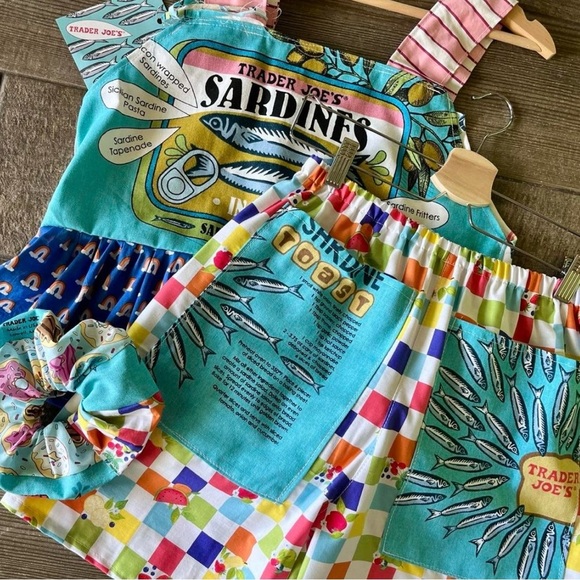 Handmade Top&Shorts Set | Trader Joe’s SKU 06226 Sardine Fish/Big Pockets - Picture 5 of 8